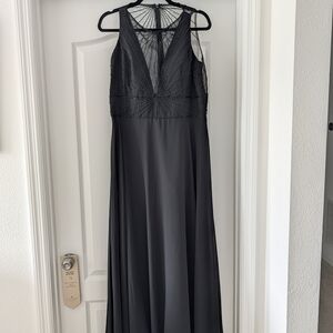 Adrianna Papell Elegant Black Beaded Evening Dress